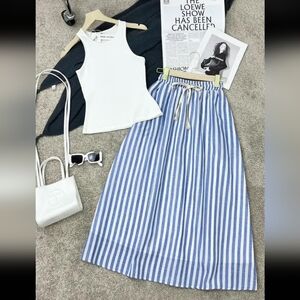 & Other Stories Blue and White A-Line Skirt